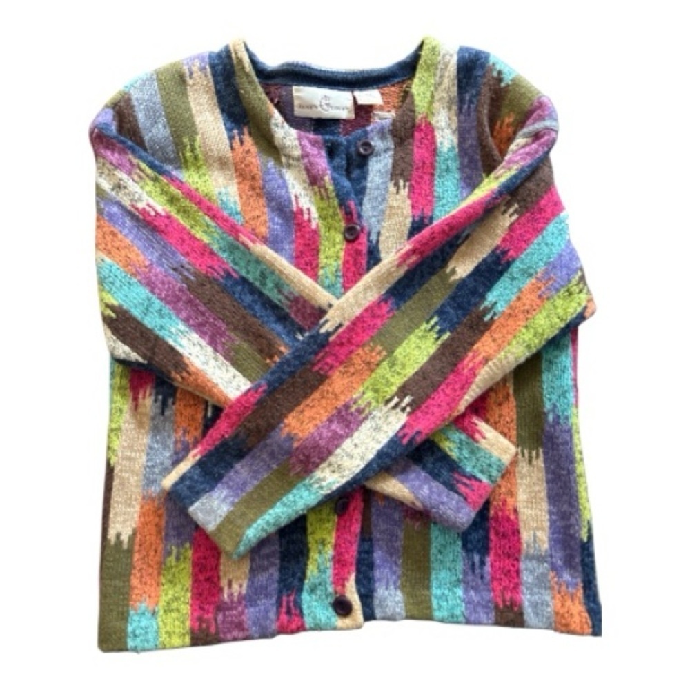Vintage JANE’S CLOSET sweater cardigan, multi colored, Size Small, cotton ramie - Picture 3 of 5